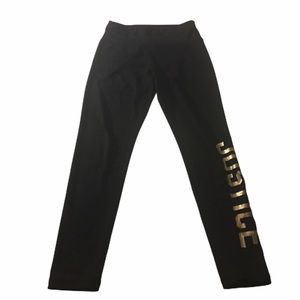Black With Silver Graphic Logo Justice Pant